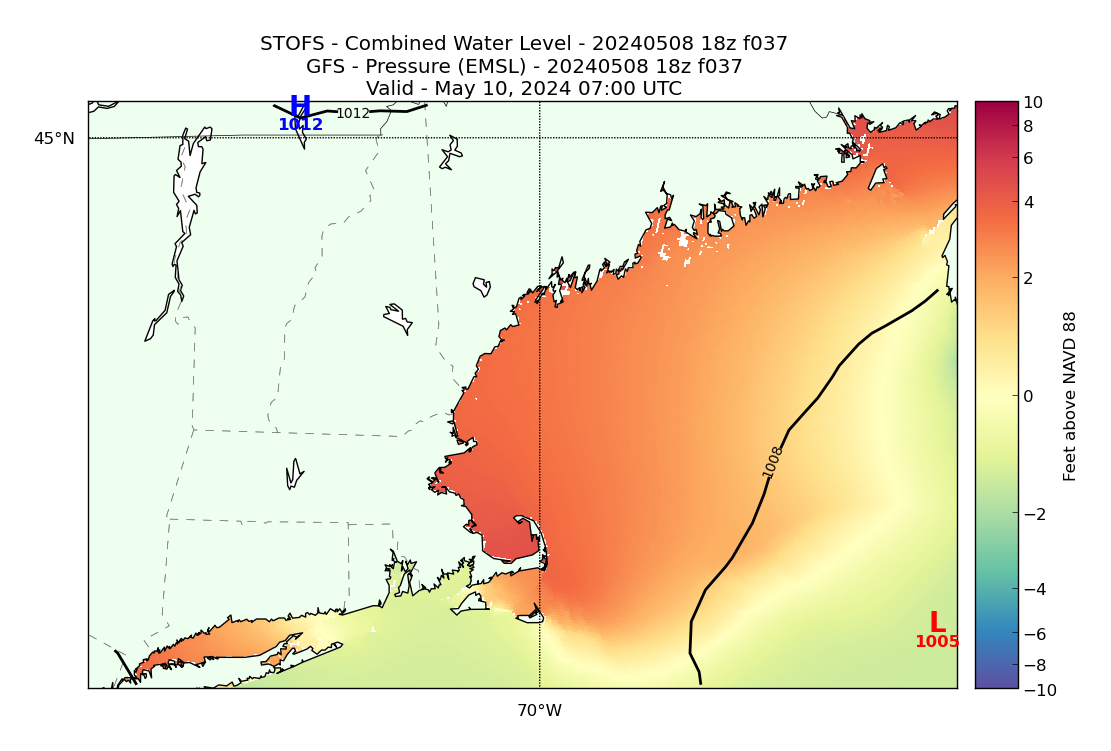 STOFS 37 Hour Total Water Level image (ft)