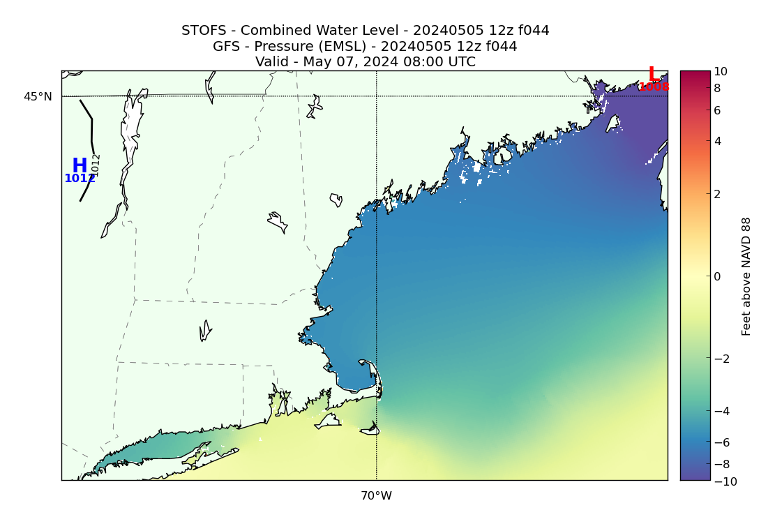 STOFS 44 Hour Total Water Level image (ft)