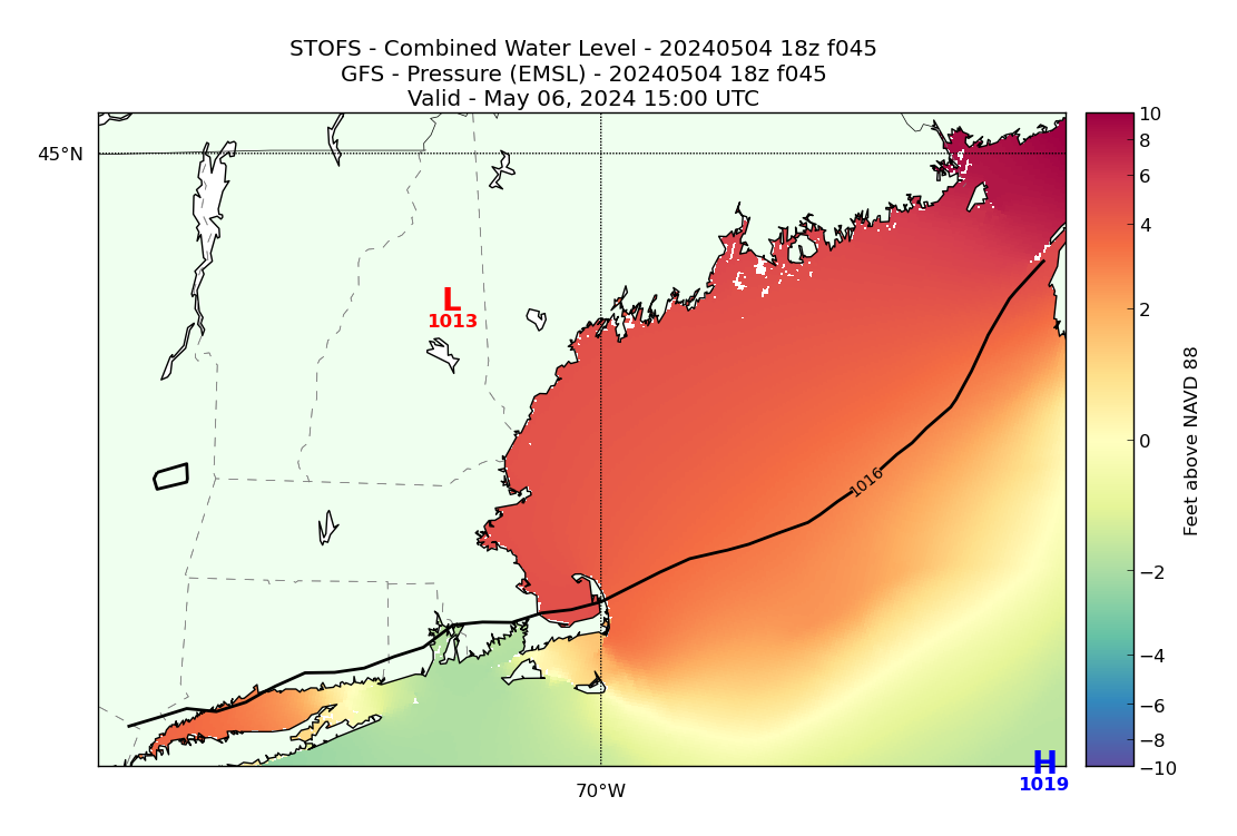 STOFS 45 Hour Total Water Level image (ft)
