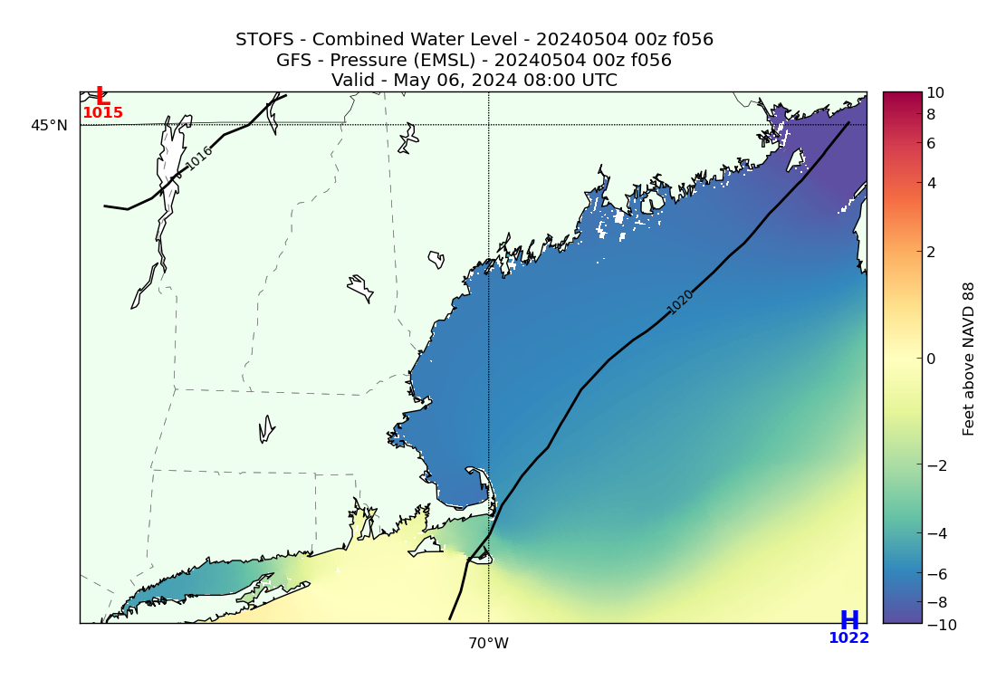 STOFS 56 Hour Total Water Level image (ft)