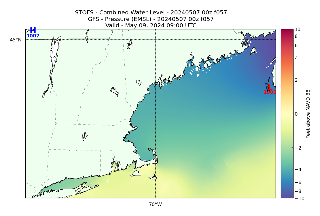 STOFS 57 Hour Total Water Level image (ft)
