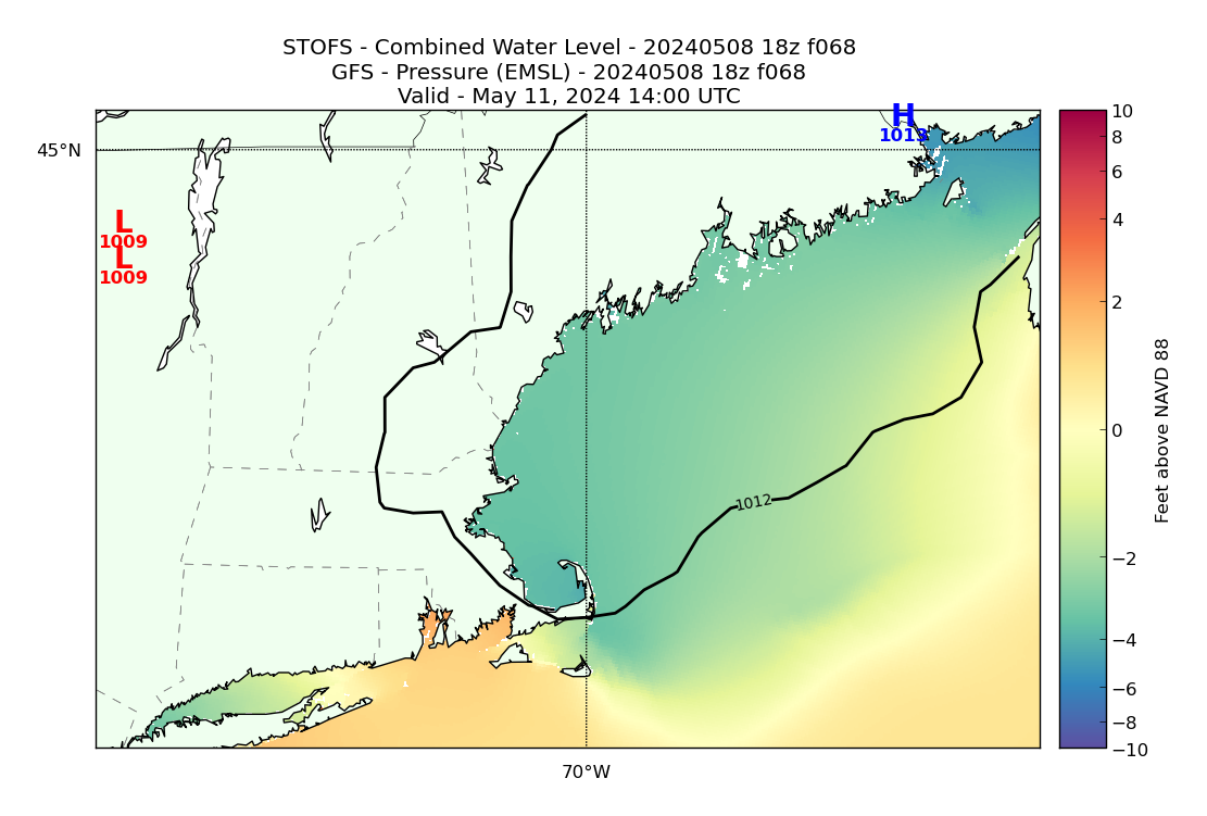STOFS 68 Hour Total Water Level image (ft)
