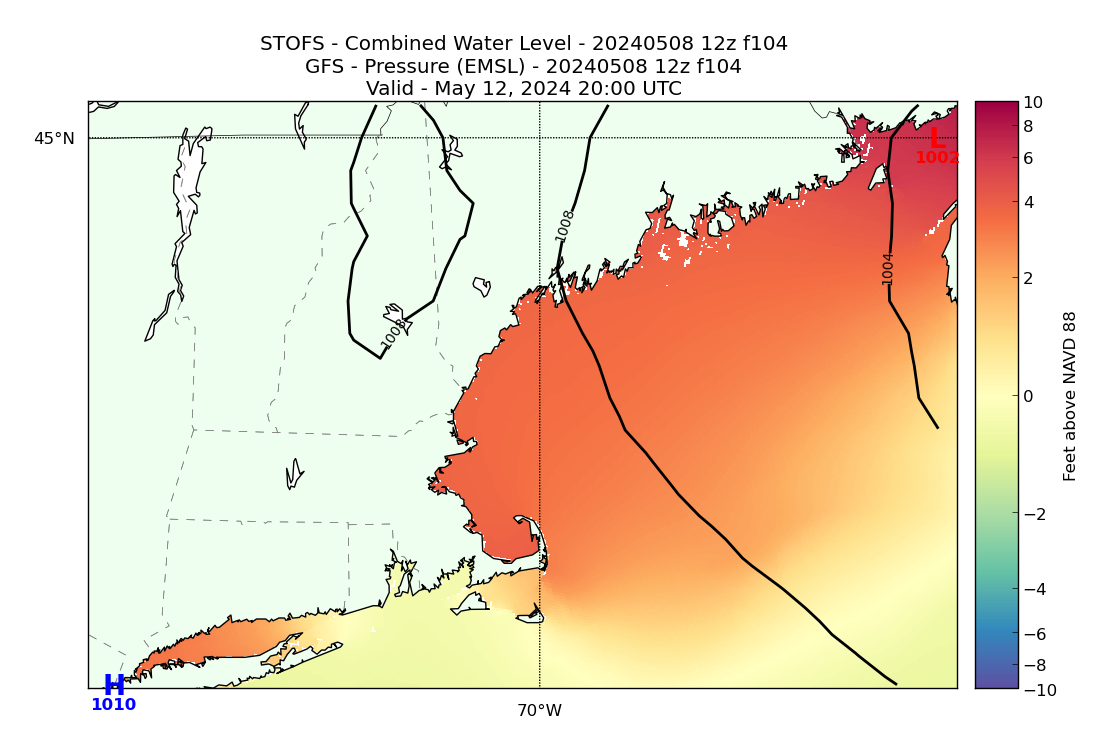 STOFS 104 Hour Total Water Level image (ft)