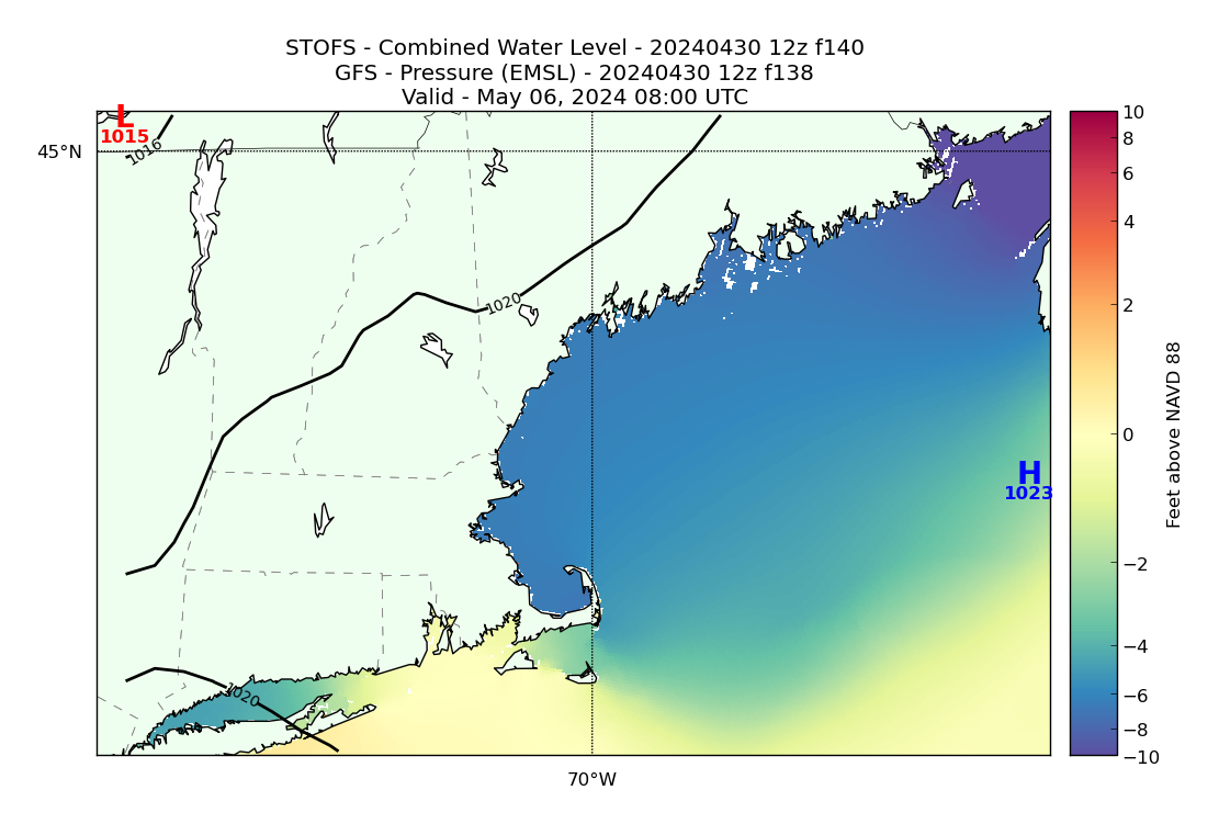 STOFS 140 Hour Total Water Level image (ft)