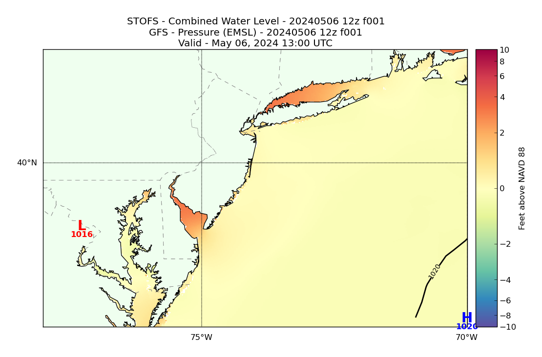 STOFS 1 Hour Total Water Level image (ft)