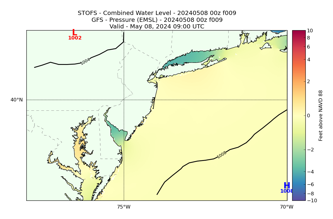 STOFS 9 Hour Total Water Level image (ft)