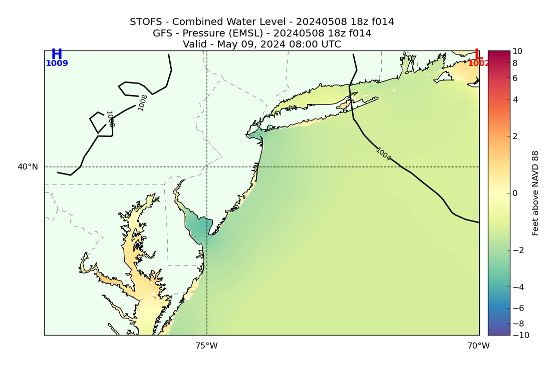STOFS 14 Hour Total Water Level image (ft)