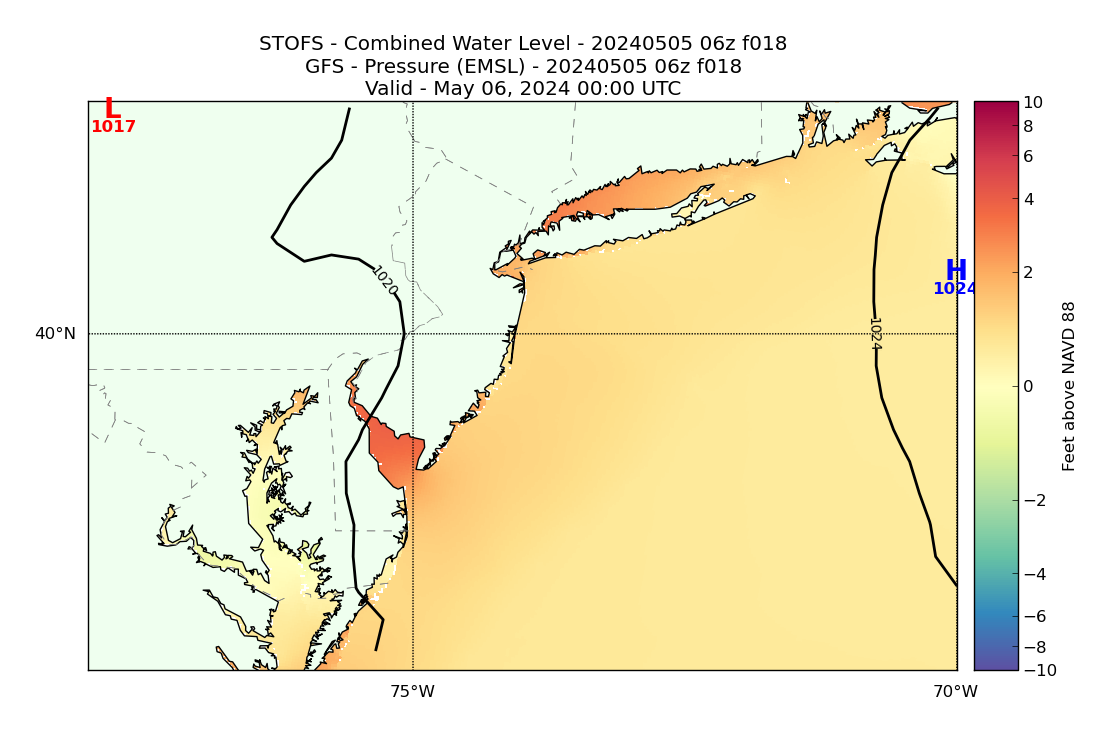 STOFS 18 Hour Total Water Level image (ft)