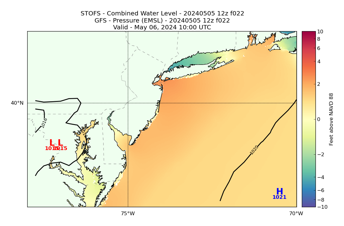 STOFS 22 Hour Total Water Level image (ft)