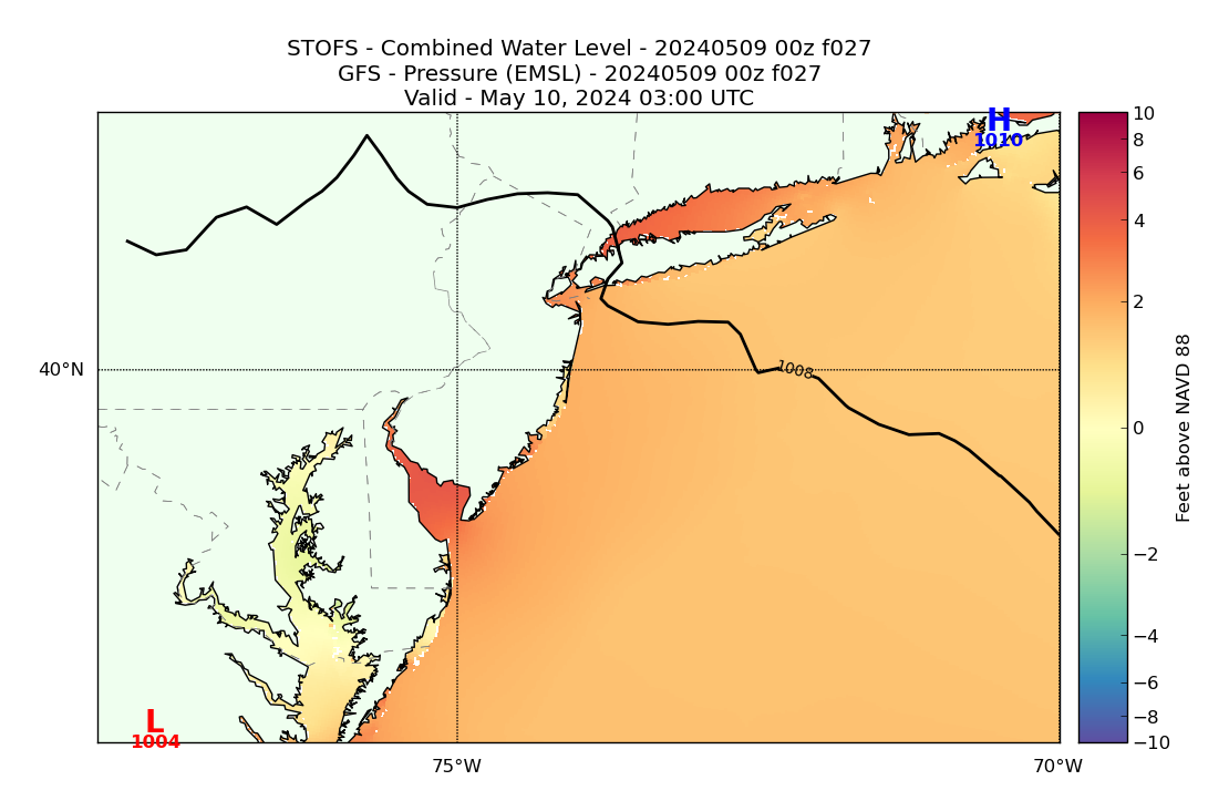 STOFS 27 Hour Total Water Level image (ft)