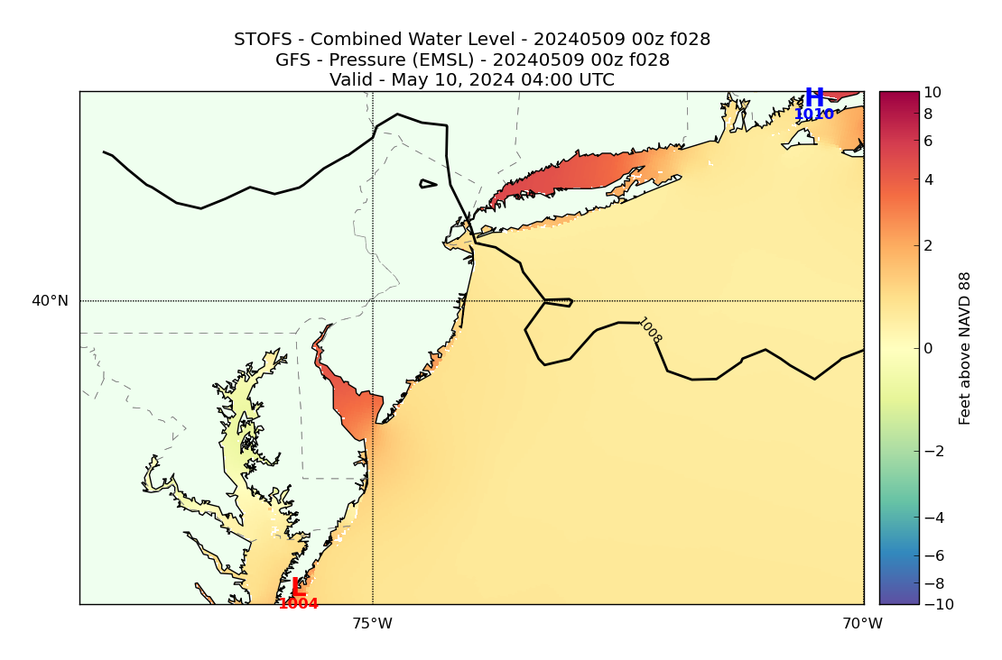 STOFS 28 Hour Total Water Level image (ft)