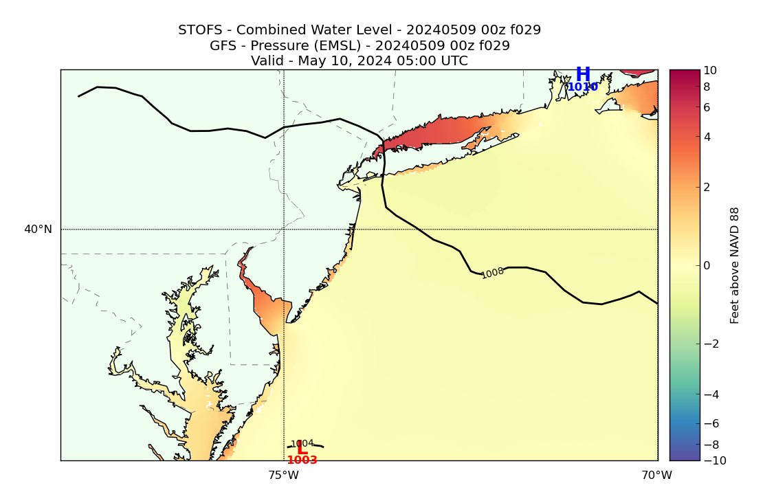 STOFS 29 Hour Total Water Level image (ft)