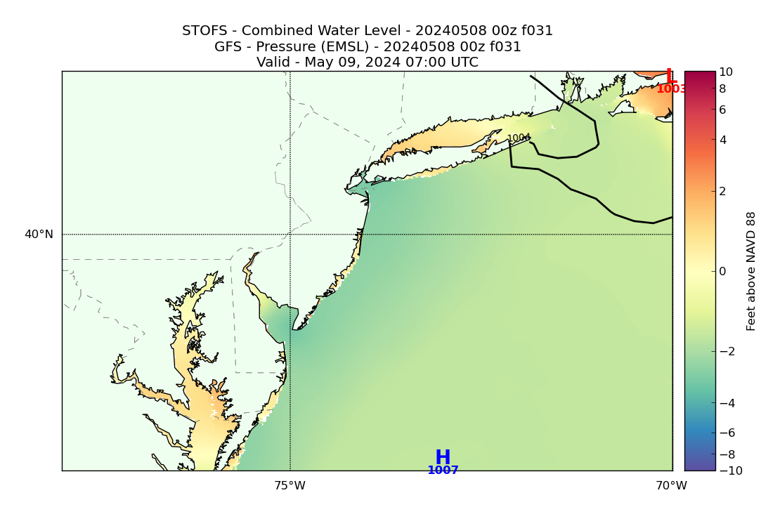 STOFS 31 Hour Total Water Level image (ft)
