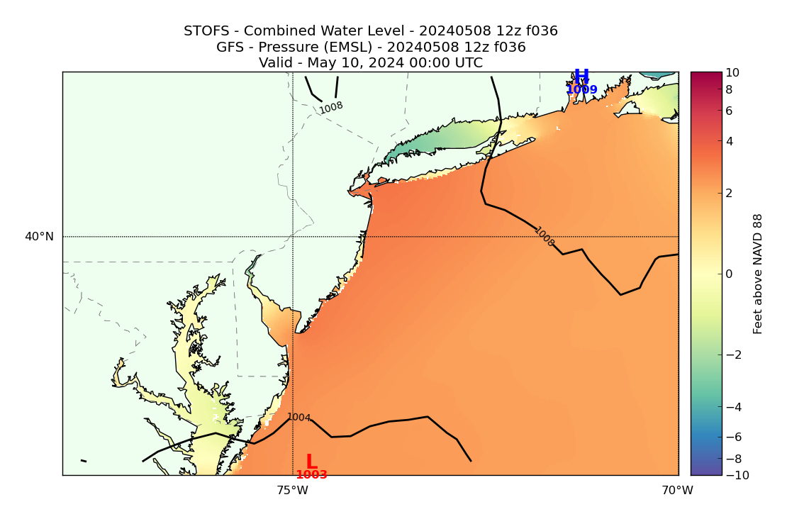 STOFS 36 Hour Total Water Level image (ft)