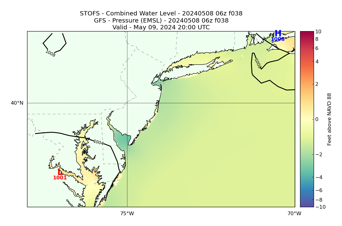 STOFS 38 Hour Total Water Level image (ft)