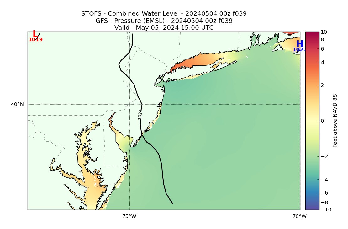 STOFS 39 Hour Total Water Level image (ft)
