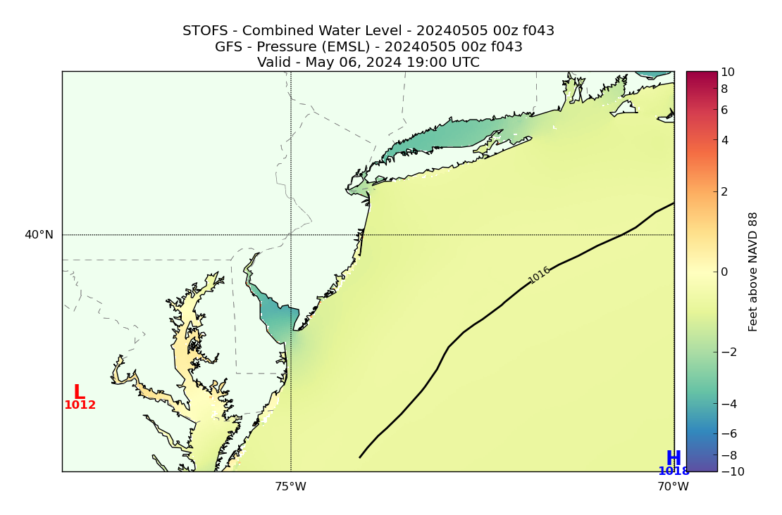 STOFS 43 Hour Total Water Level image (ft)
