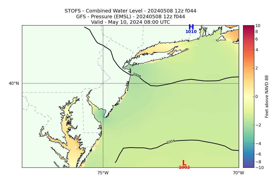 STOFS 44 Hour Total Water Level image (ft)