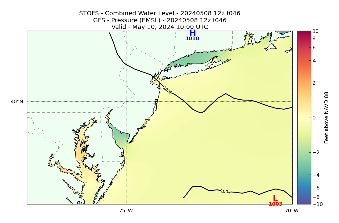 STOFS 46 Hour Total Water Level image (ft)