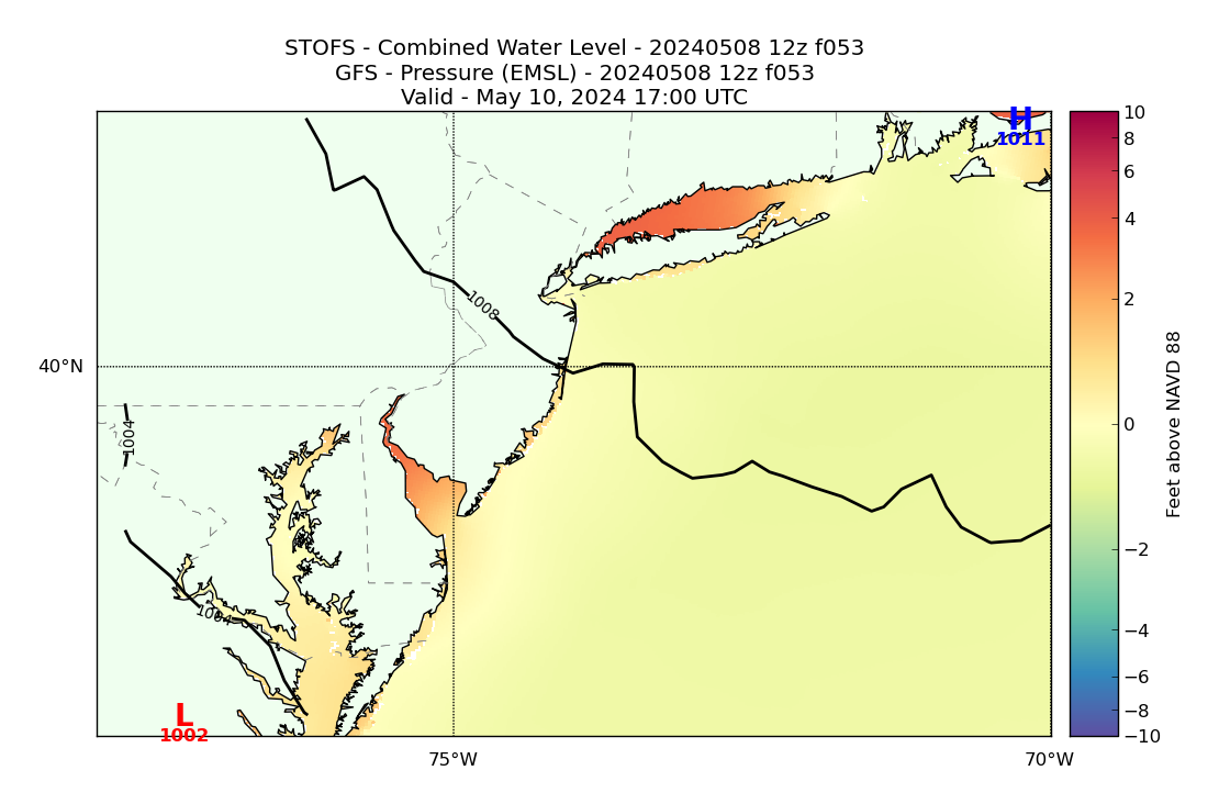 STOFS 53 Hour Total Water Level image (ft)