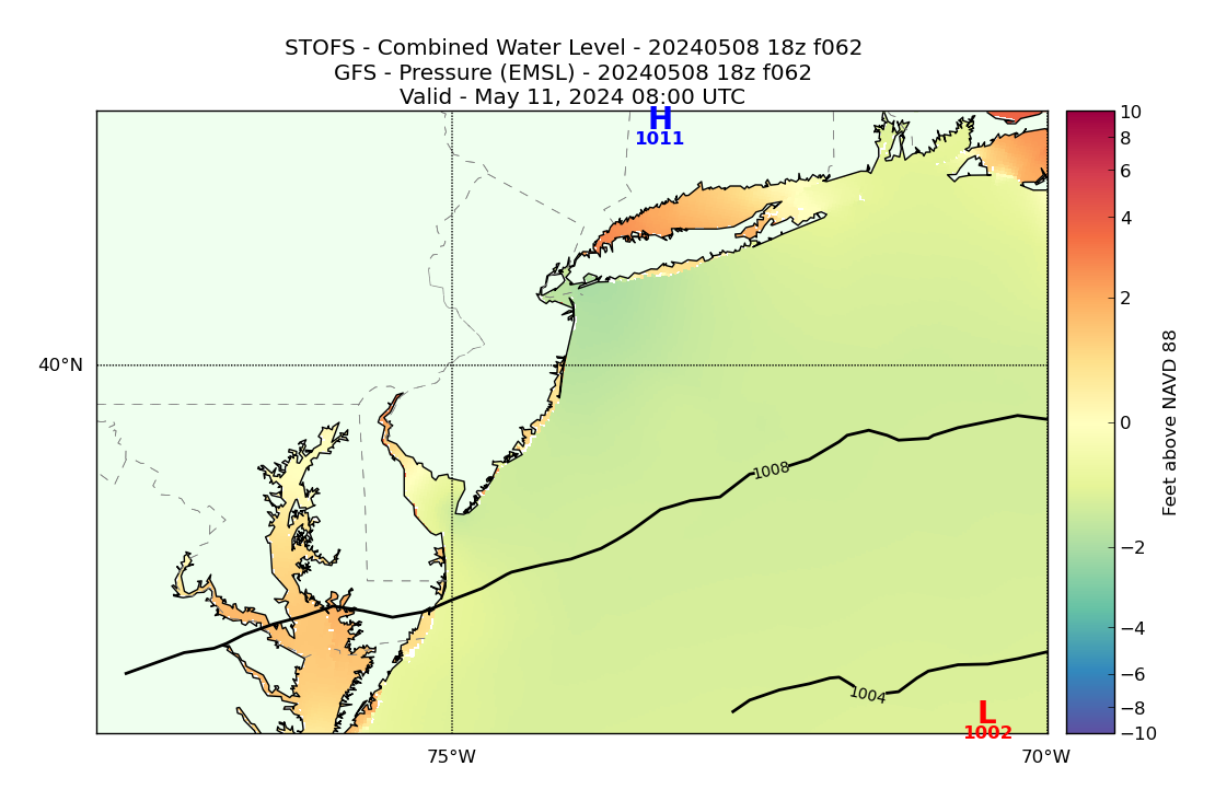 STOFS 62 Hour Total Water Level image (ft)
