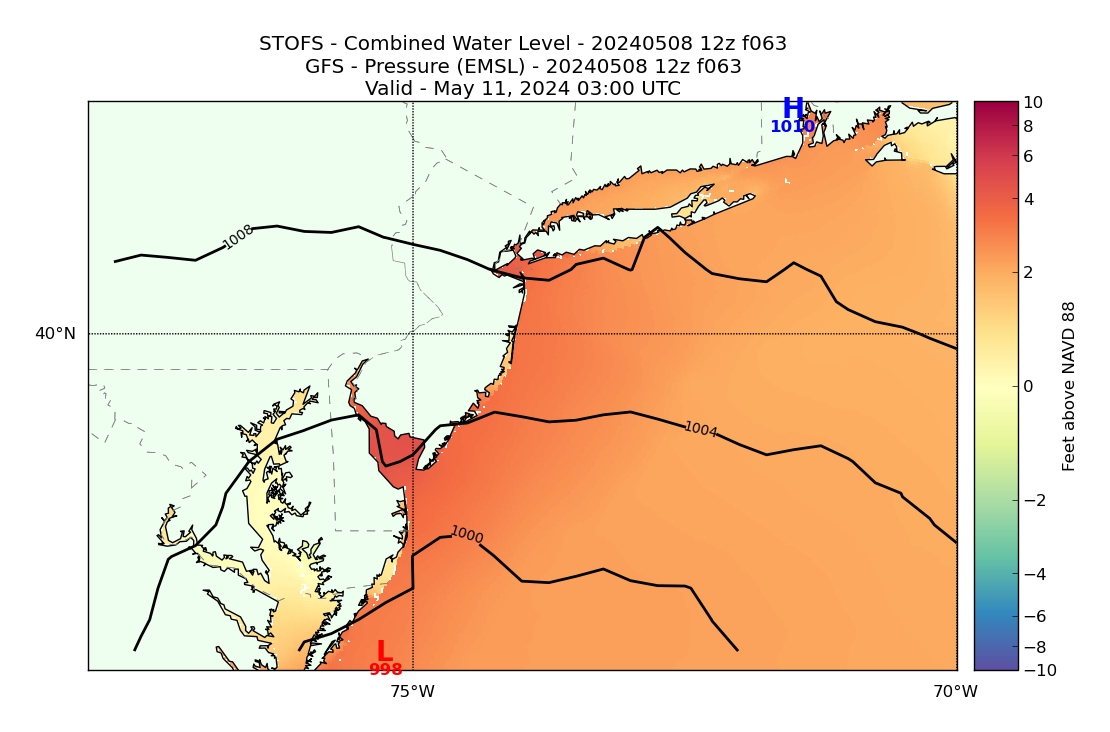 STOFS 63 Hour Total Water Level image (ft)