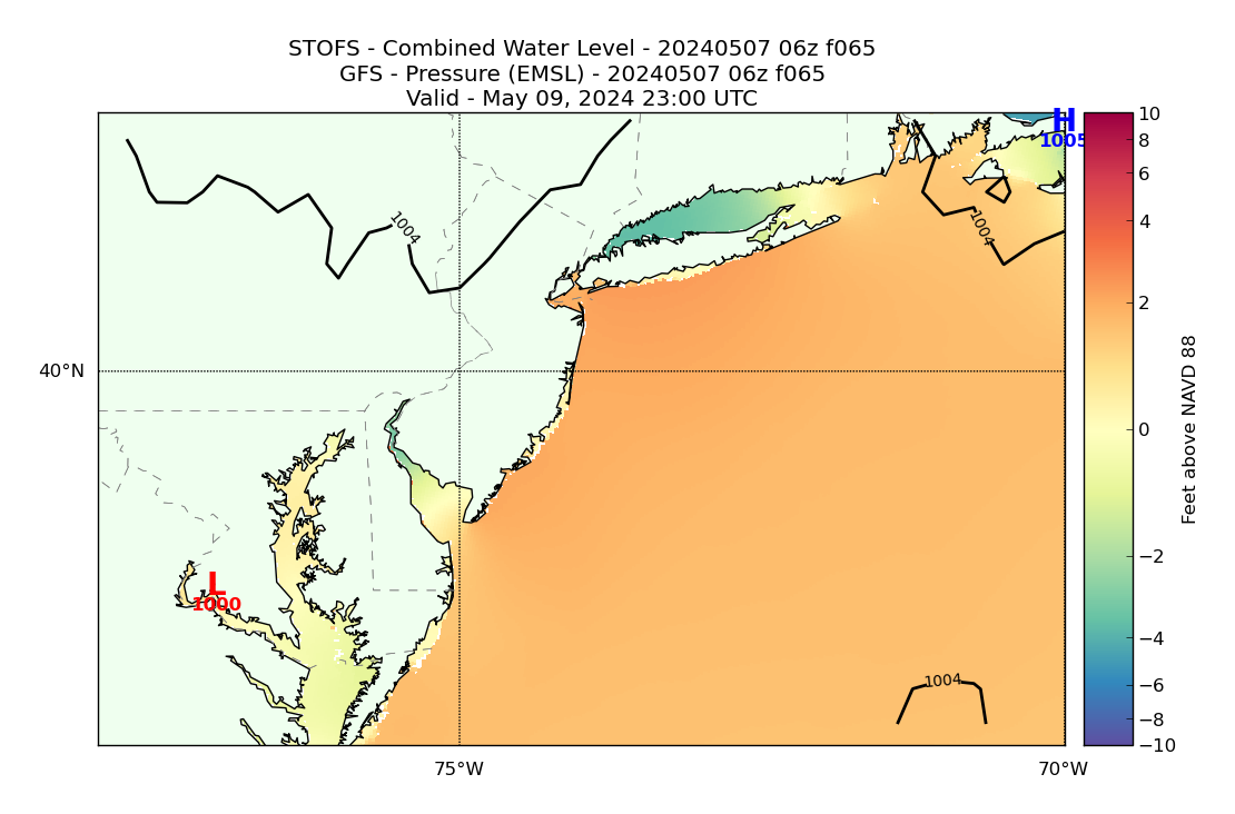 STOFS 65 Hour Total Water Level image (ft)