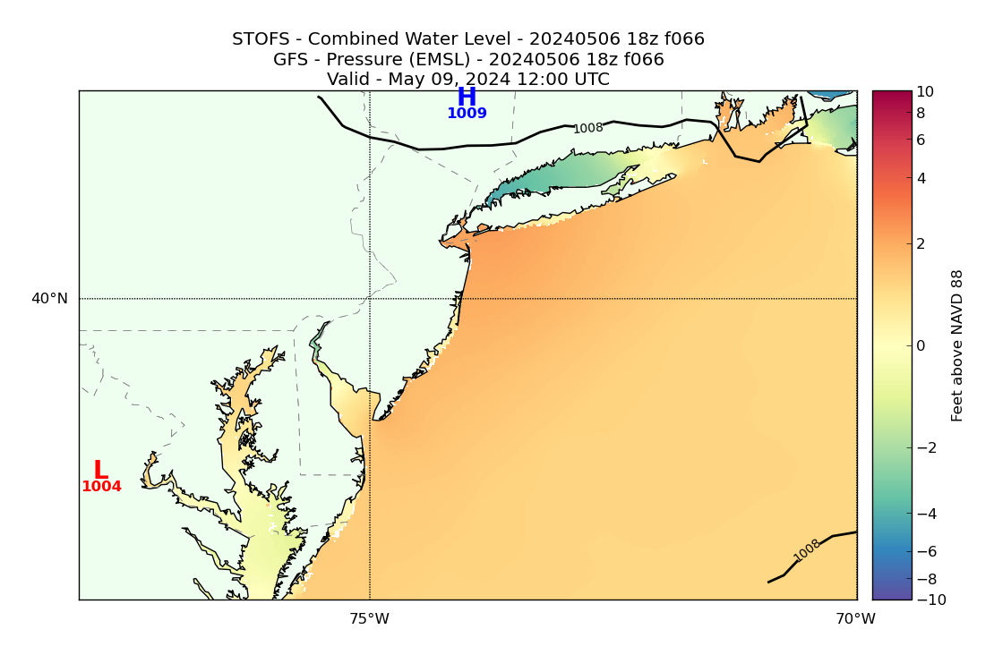 STOFS 66 Hour Total Water Level image (ft)