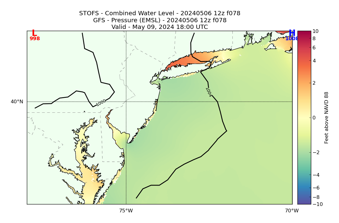 STOFS 78 Hour Total Water Level image (ft)