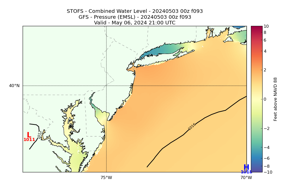STOFS 93 Hour Total Water Level image (ft)