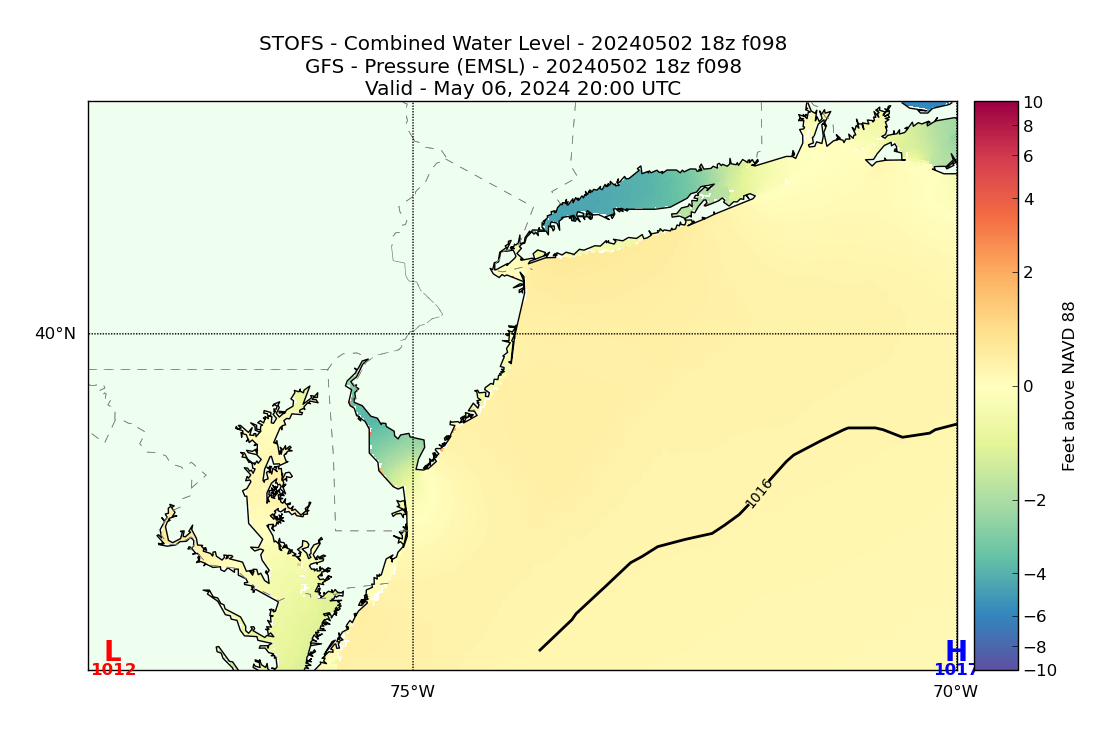 STOFS 98 Hour Total Water Level image (ft)