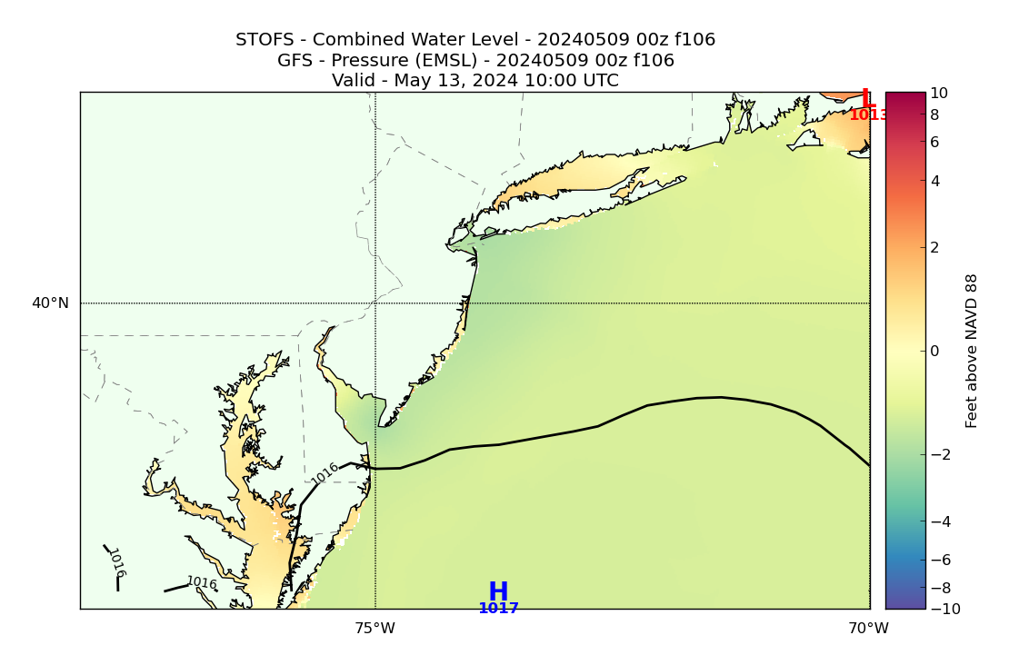 STOFS 106 Hour Total Water Level image (ft)