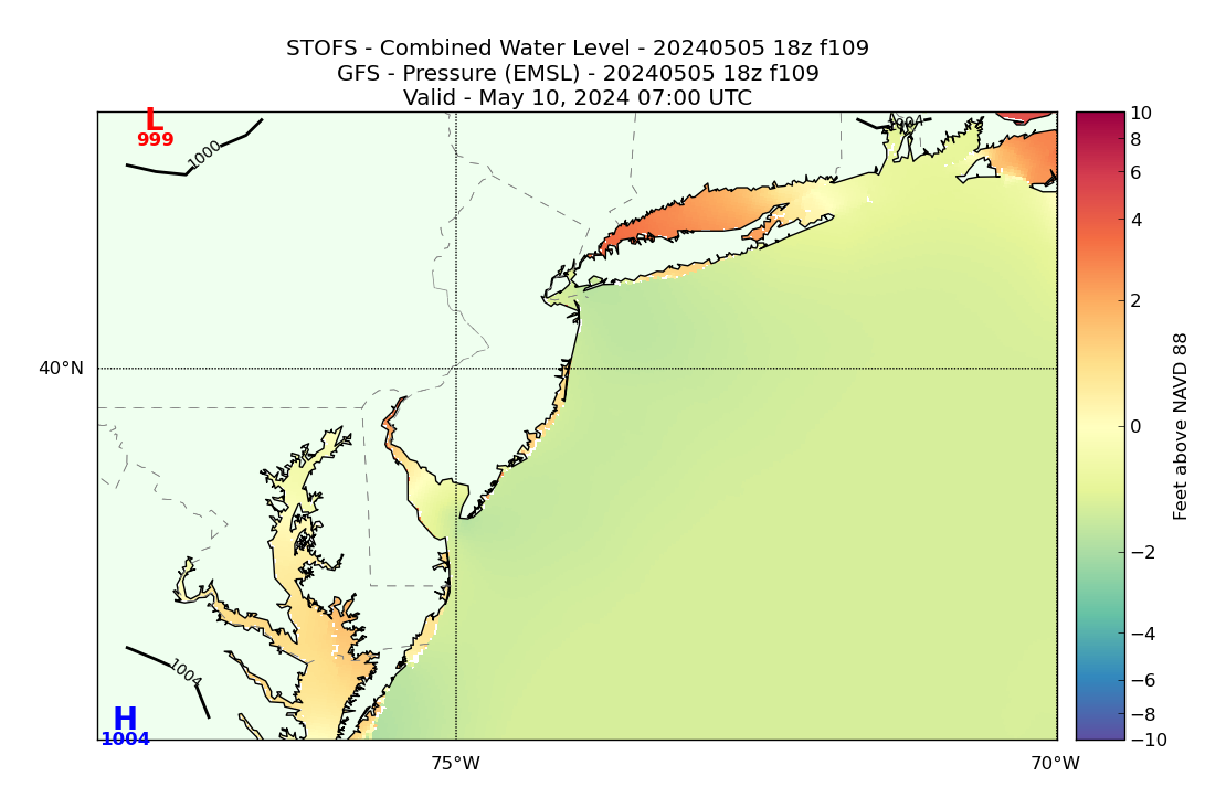 STOFS 109 Hour Total Water Level image (ft)