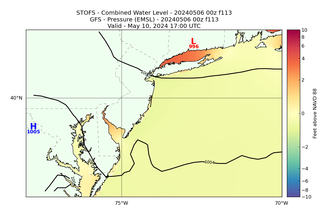 STOFS 113 Hour Total Water Level image (ft)