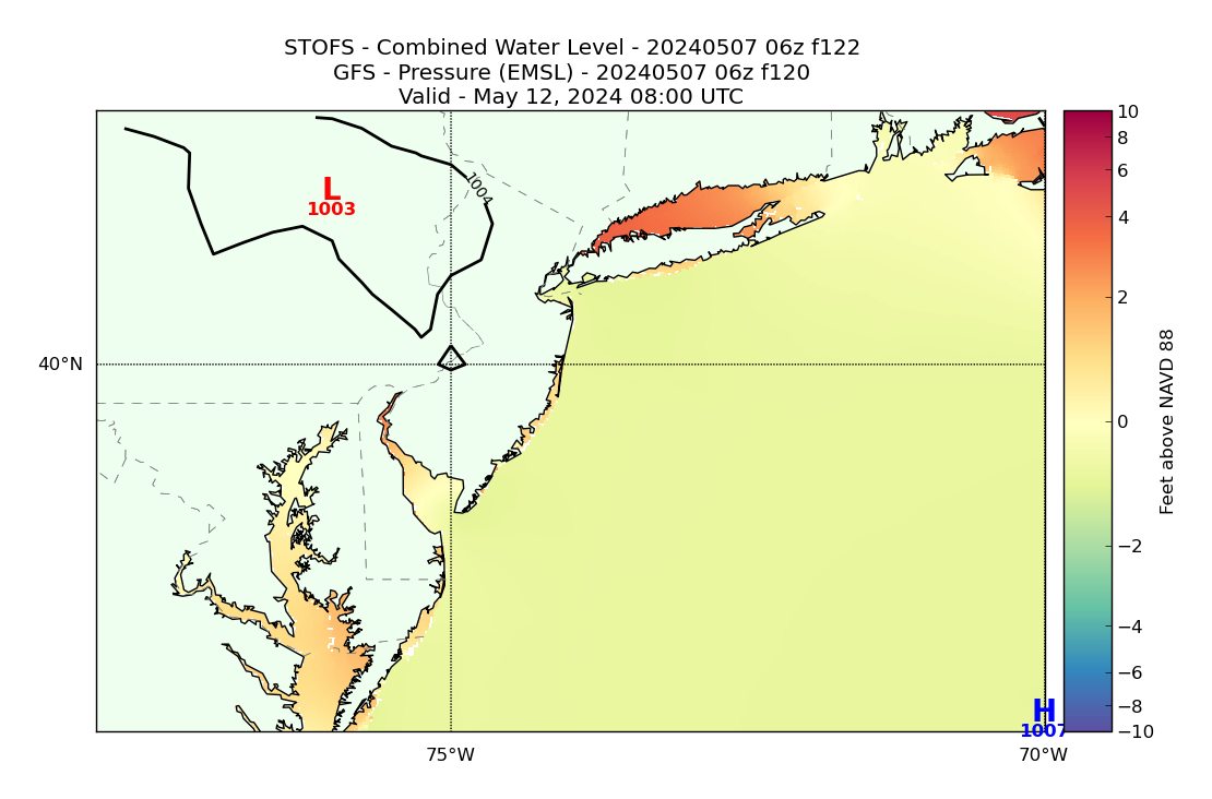 STOFS 122 Hour Total Water Level image (ft)