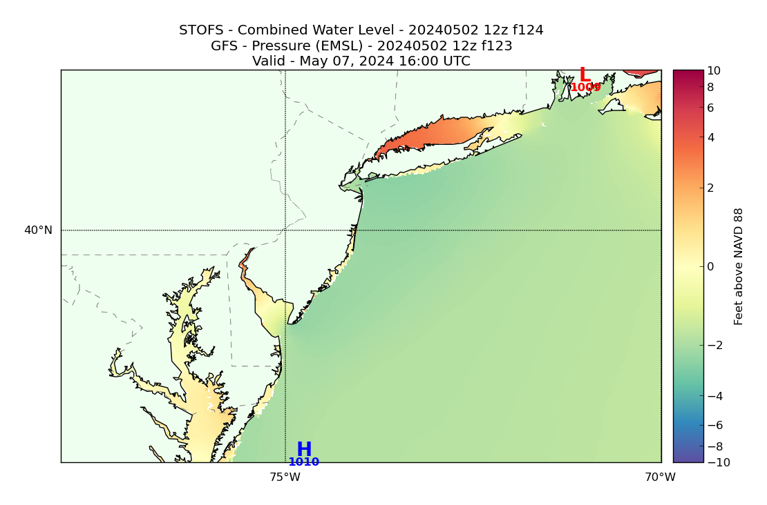 STOFS 124 Hour Total Water Level image (ft)