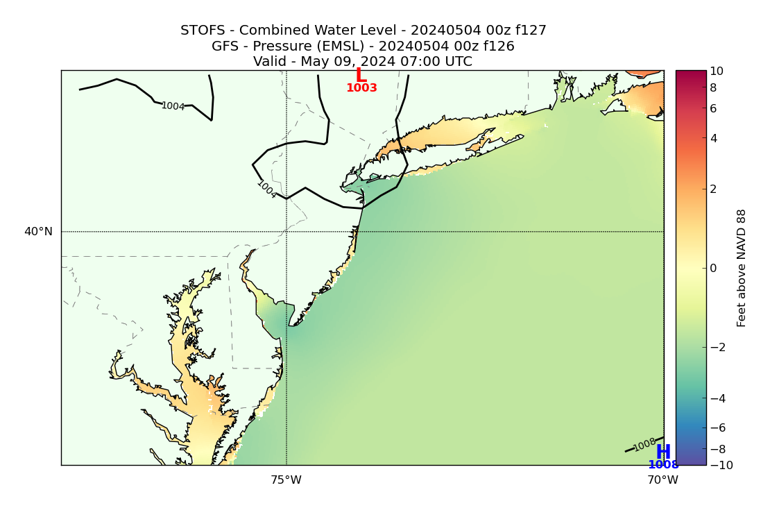 STOFS 127 Hour Total Water Level image (ft)