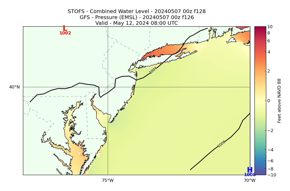 STOFS 128 Hour Total Water Level image (ft)