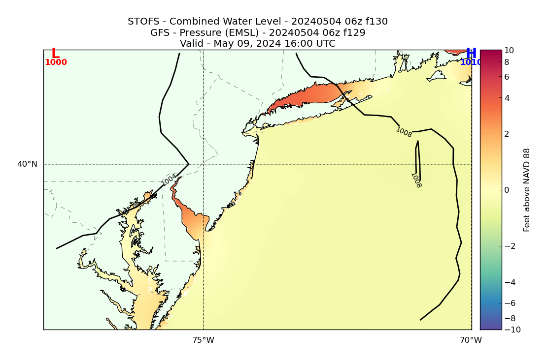 STOFS 130 Hour Total Water Level image (ft)