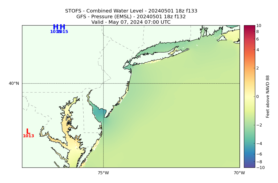 STOFS 133 Hour Total Water Level image (ft)
