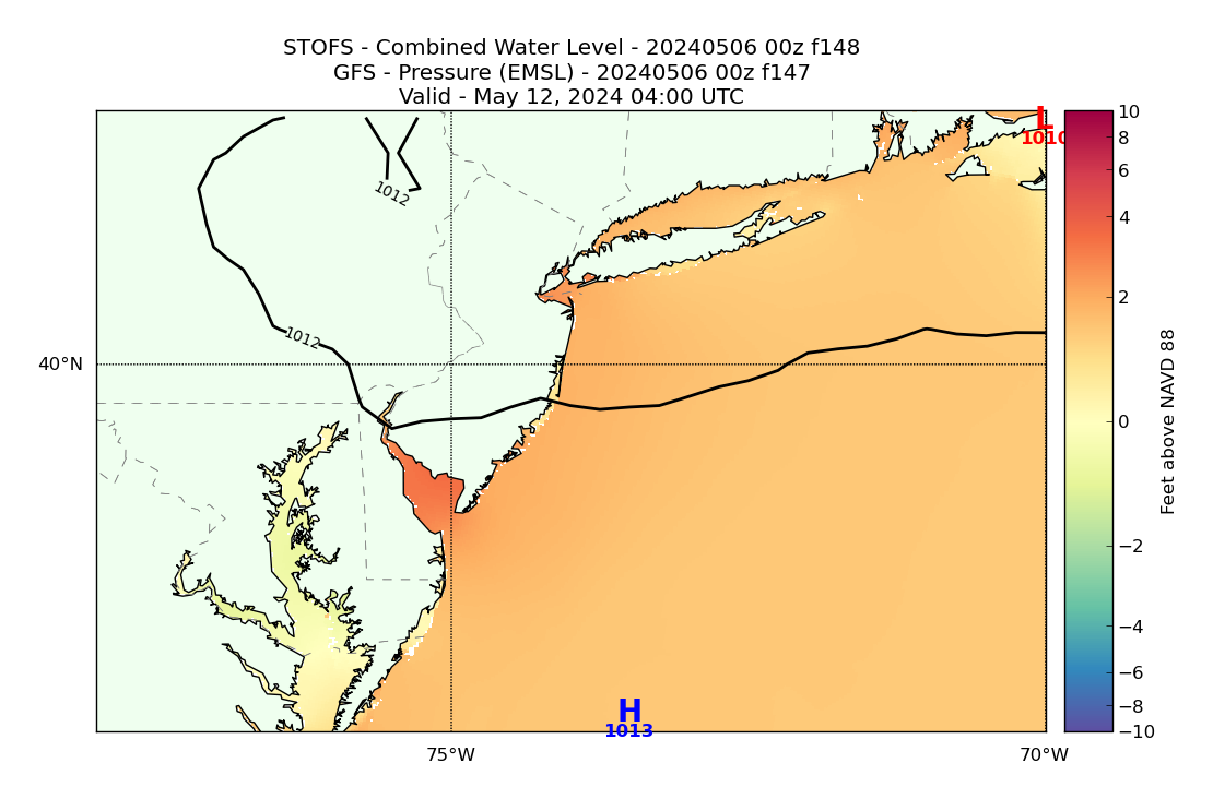 STOFS 148 Hour Total Water Level image (ft)