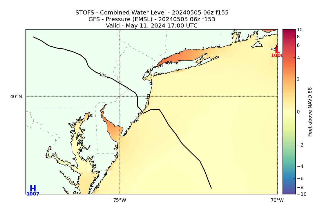 STOFS 155 Hour Total Water Level image (ft)
