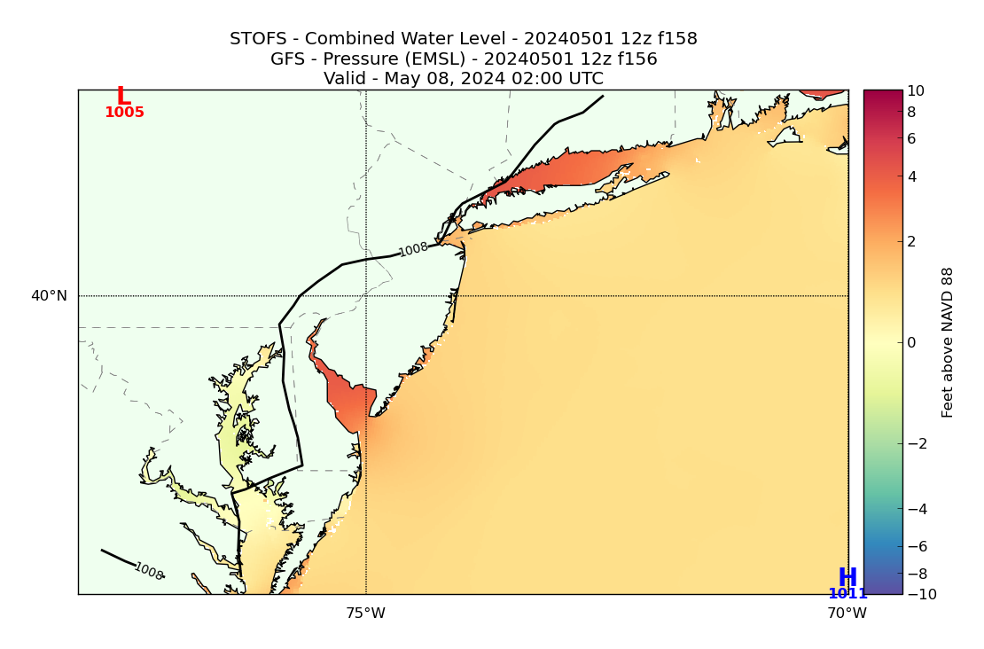STOFS 158 Hour Total Water Level image (ft)