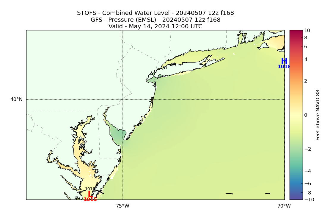 STOFS 168 Hour Total Water Level image (ft)