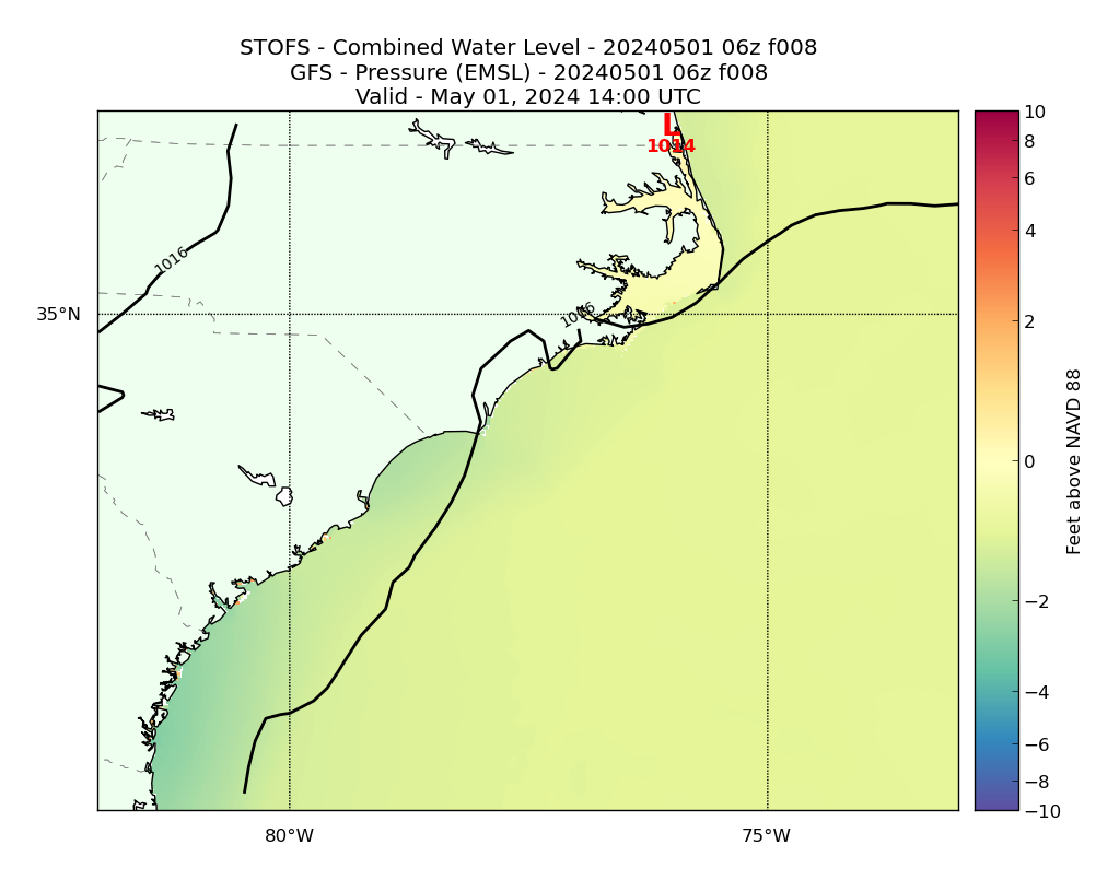 STOFS 8 Hour Total Water Level image (ft)