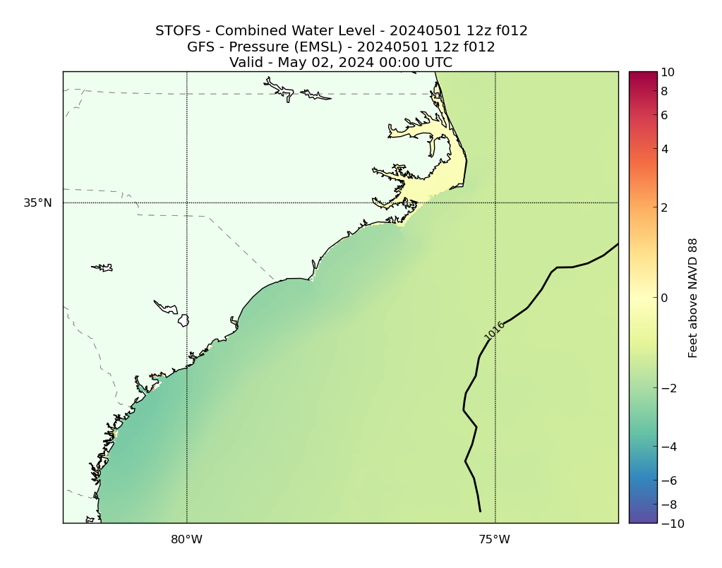 STOFS 12 Hour Total Water Level image (ft)