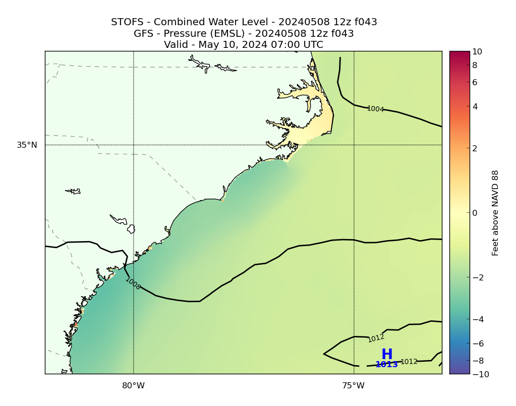 STOFS 43 Hour Total Water Level image (ft)