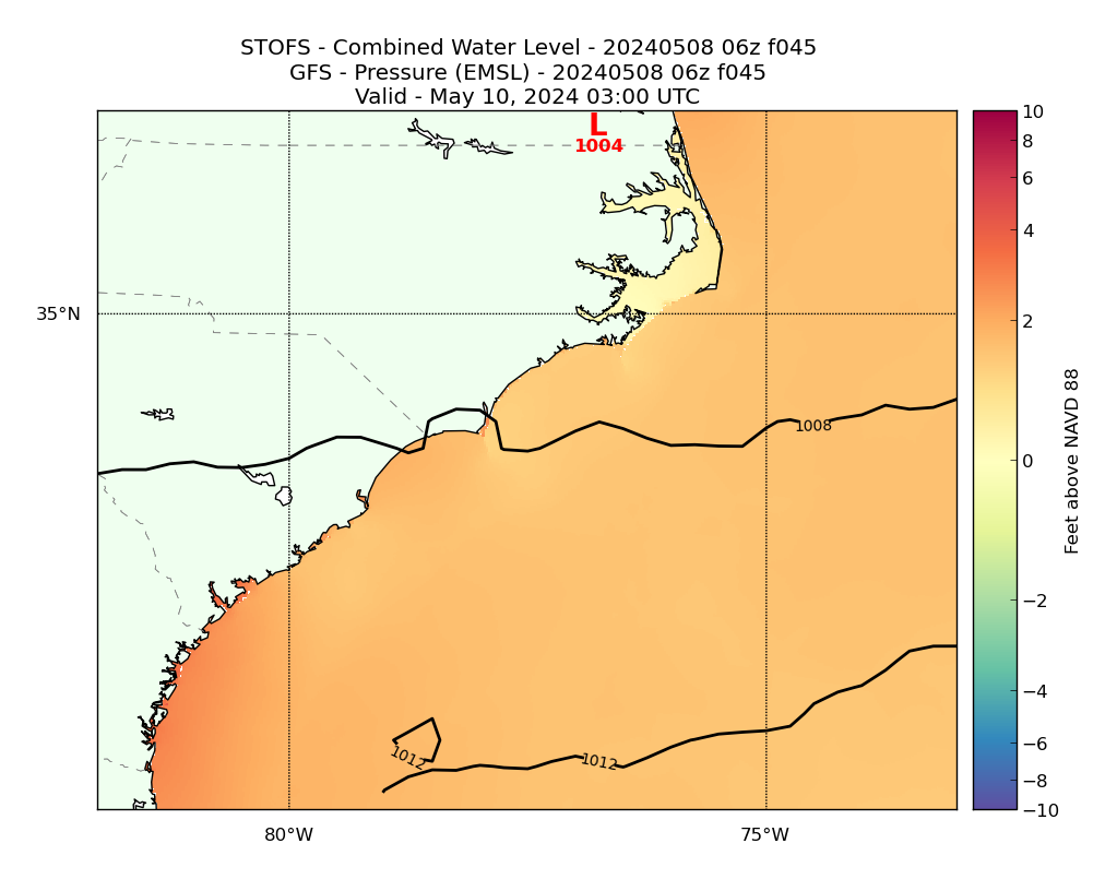 STOFS 45 Hour Total Water Level image (ft)