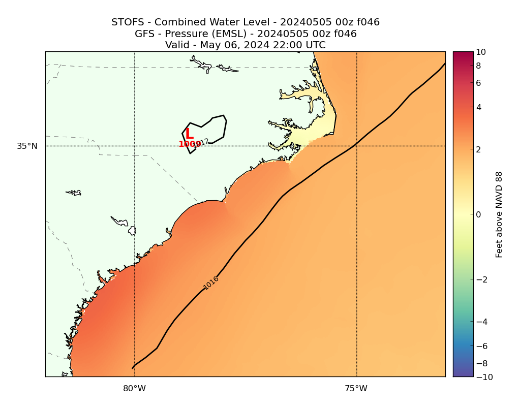 STOFS 46 Hour Total Water Level image (ft)
