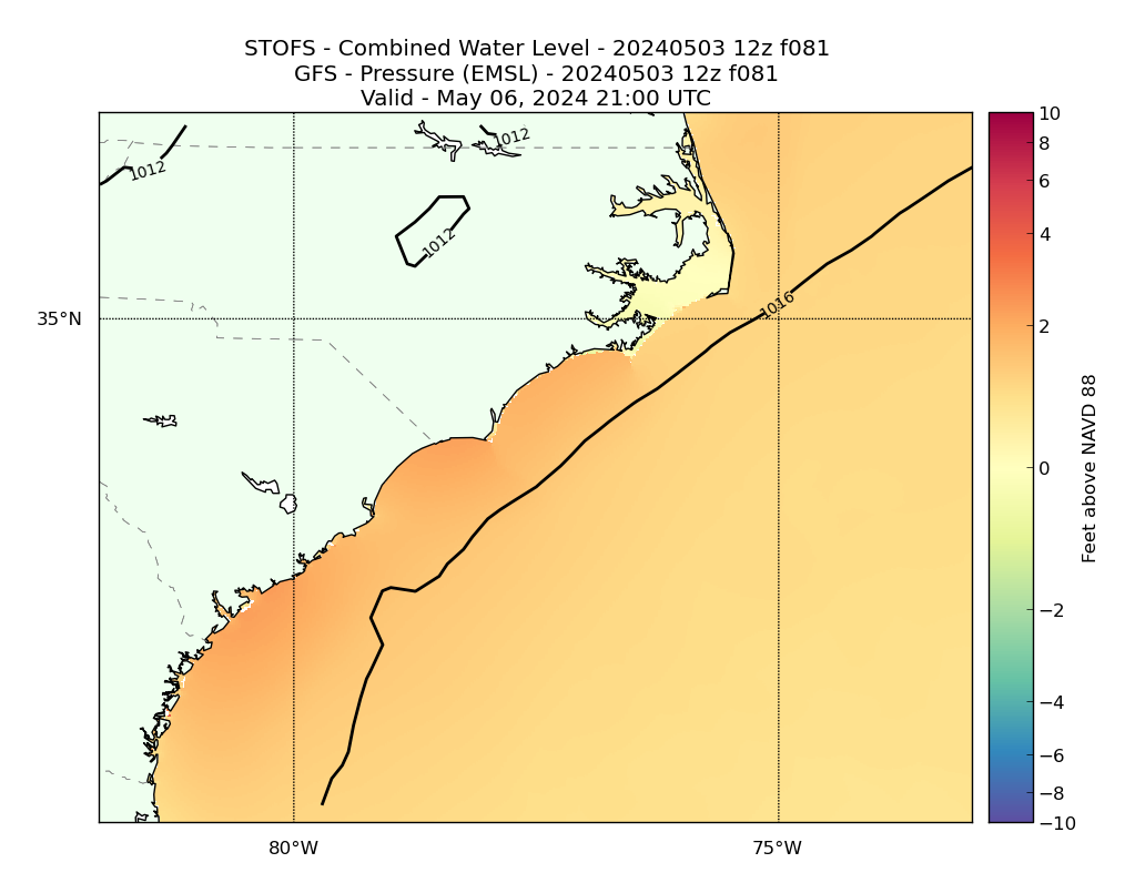 STOFS 81 Hour Total Water Level image (ft)